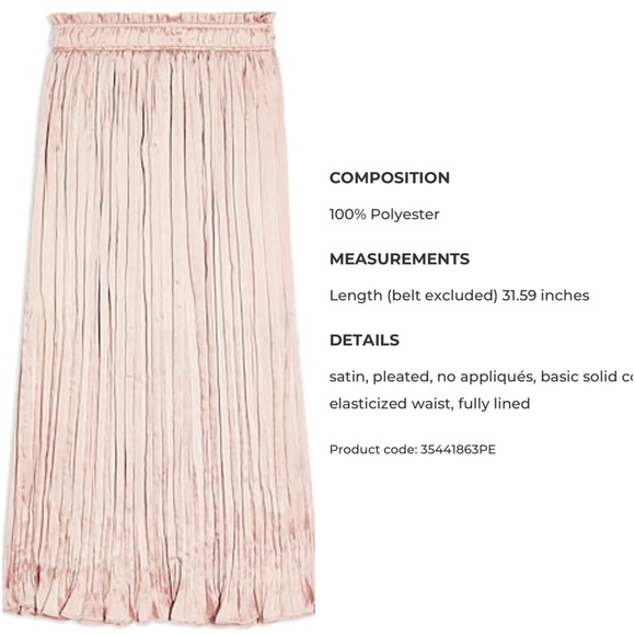 Topshop Plisse Light Pink Midi Skirt - Picture 2 of 8